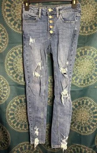 Just USA Blue Skinny Jeans Distressed Style
