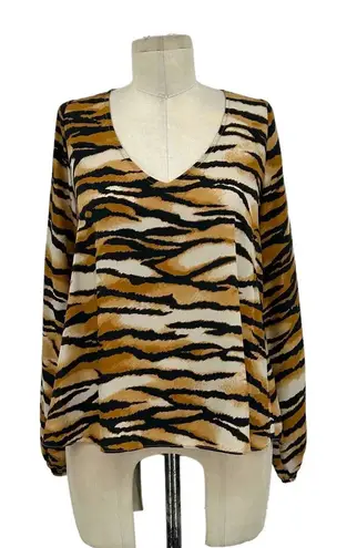Lovers + Friends Lovers‎ + Friends Tiger Print Long Sleeve Cold Shoulder Top Size Small - Image 1