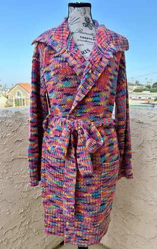 STAUD Marigold Melange space-dyed knit belted cardigan in sunset size S small