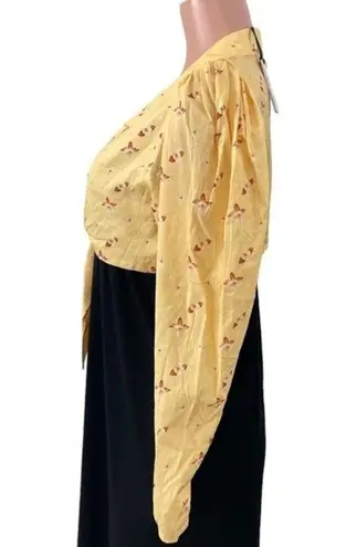 We Wore What NWT Bisou Floral Crop Top Yellow Size MEDIUM