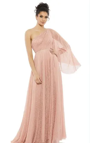 Mac Duggal 11244 Lace One Shoulder Illusion Sleeve A line Gown Size 16 Fairy