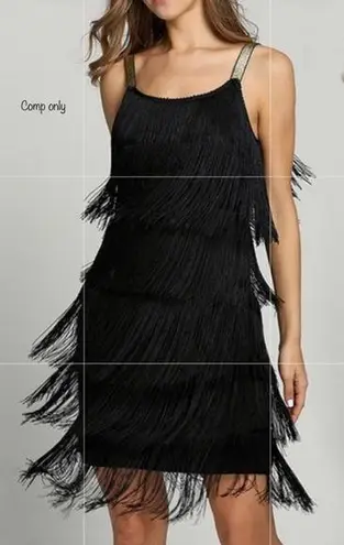 Black fringe & sequin flapper dress Size undefined