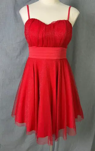 La Scala Red Glitter Sweetheart Fit & Flare Party Dress Women L Holiday Festive Size L
