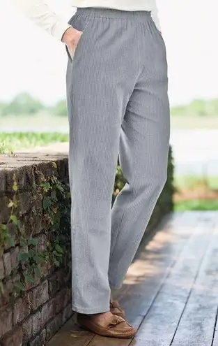 Blair Powder Blue Gray Wide Wale High Rise Corduroy Pants Size Petite Small