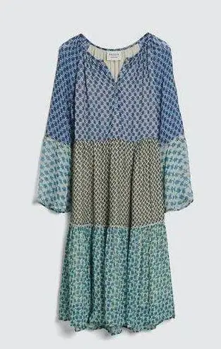 CECILIE Copenhagen Willa Tiered Midi Dress Multicolor Panels Colorblock Size M Blue Size M