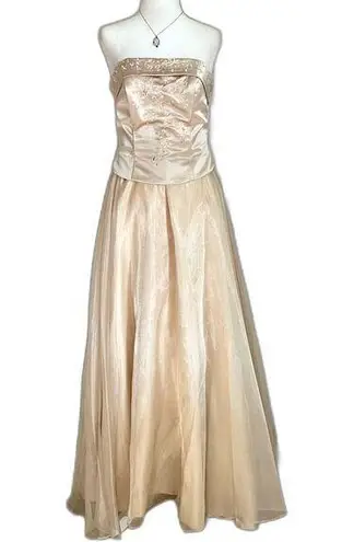 Cinderella Vintage gold cream beaded fairycore  prom formal dress