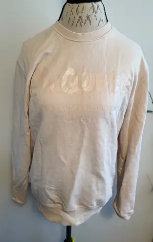 Alexander McQueen Womens Crewneck Sweatshirt Beige Logo Est. 1992 Cotton Top