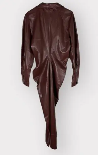 Nanushka Sami Vegan Leather Dress Plum Chutney Women's Size Med NWT Brown