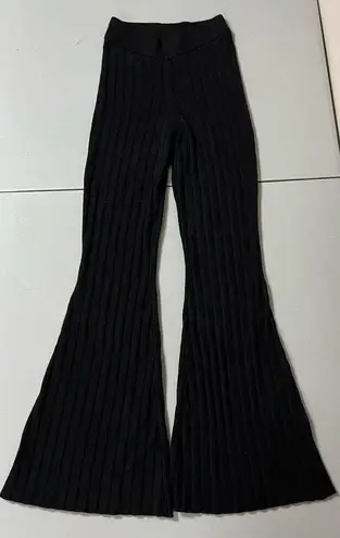 Dynamite Black Knit High-Rise Flare Pants Bottoms Size XS 🦓