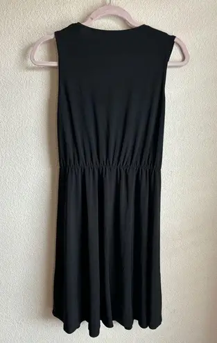 Tahari Drape Front Faux Wrap Sleeveless Black Dress