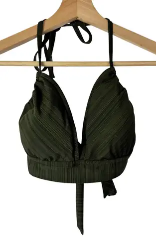 Mossimo Dark Green Stripe Padded Swim Bikini Top D/DD Size XL