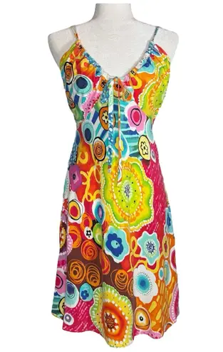 Jams World Vintage Sundress Small Abstract Floral Psychedelic Boho Festival READ