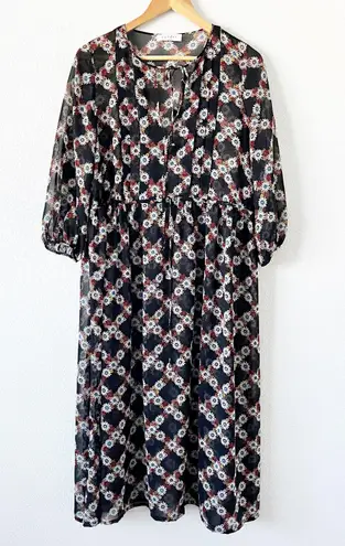 Sandro Black Floral Sheer Maxi Dress