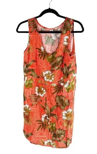 Palmwave Hawaii Hawaiian Tribal Tropical Swim Cover Up Drawstring Waist Dress S Orange
