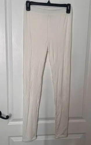 Naked Wardrobe Womens Ankle Leggings High Waist Pull On Stretch White Size Large