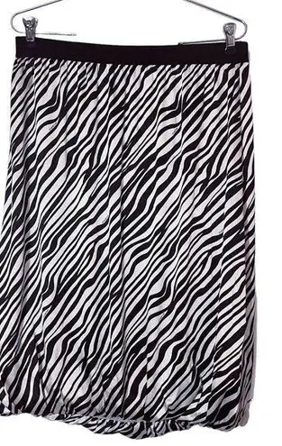 Bebe  zebra animal print silk bubble skirt women's medium black knee length y2k