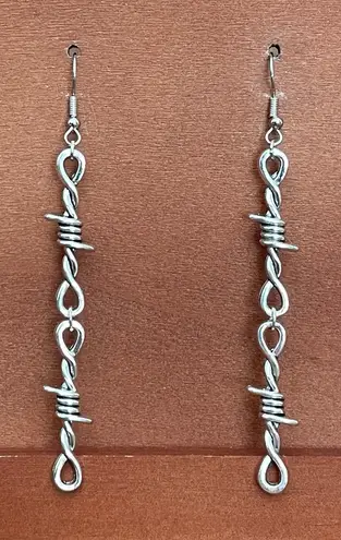 Barbed Wire Dangle Earrings Silver