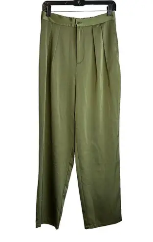 THE DROP SUIT Womens Small Green Satin Blazer Trouser Pants Matching Set NEW