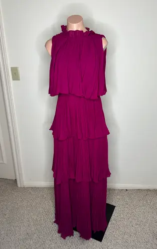 True Decadence Tara Pleated Tiered Maxi Dress In Magenta