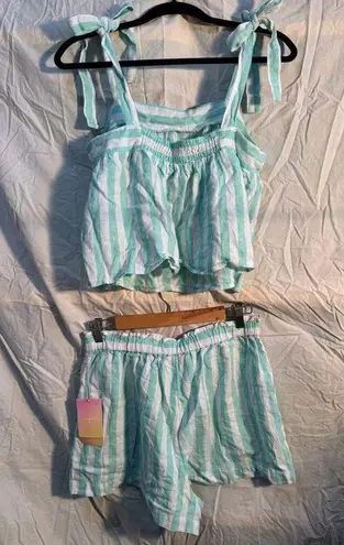 Stoney Clover Lane x Target Linen Blend Tie Tank Top Shorts Set Size Medium NWT