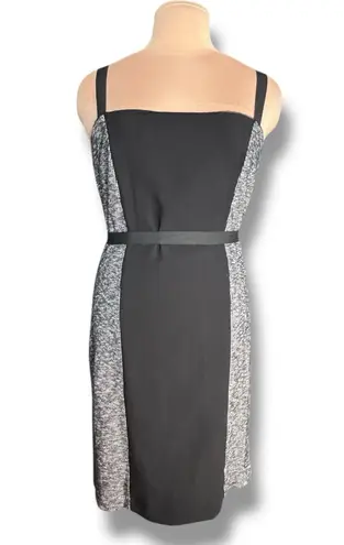 Save The Queen Italia Black Gray Tweed Colorblock Sheath Dress XL Square Neck Size M