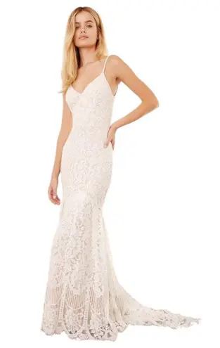 NWT Lulus Flynn White Lace Maxi Wedding Formal Dress Size M Size M