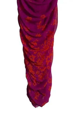 Fuzzi Azalea Red Pink Floral Print Ruched Sleeveless Maxi Dress Size Large