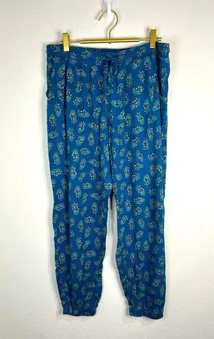 Lascana Venus Floral Jogger Pants Women’s M Blue Boho Stretch Lounge Lightweight Size M
