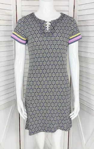 Rafaella Geometric Print T-shirt Dress Black Pink Multi Small Athleisure Resort