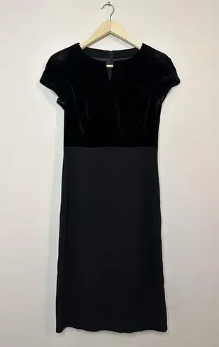 RENA LANGE black 100% virgin wool Velvet Top sheath dress Size 36
