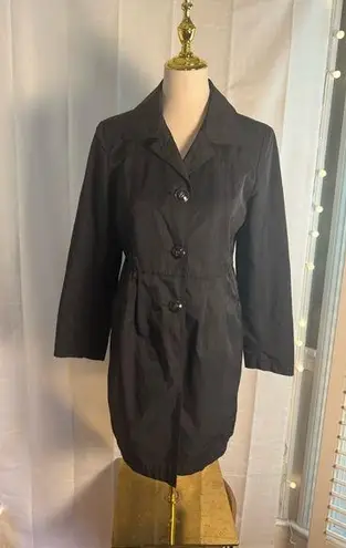 Gallery Black Trench Coat Tailored Minimalist Design Small