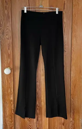 Clara Sun Woo Stretch Ponte Knit Kick Front Slit Black Pull on Pants