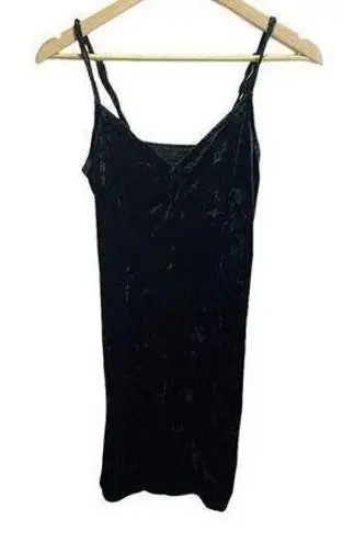 Kendall + Kylie  Black Crushed Velvet Mini Dress S Sleeveless Bodycon