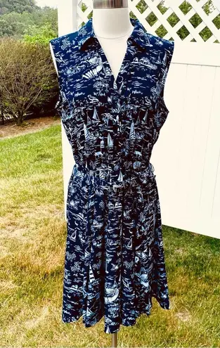 Charter Club Women's Ocean Drift Printed A Line Dress Size 14 Petite