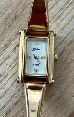Belair Luxury Ladies Watch White Rectangular Dial Gold