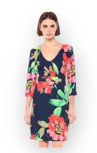 Trina Turk new  ❀ Picturesque Bright Floral Print Sheath Mini Dress ❀ Navy ❀ 2