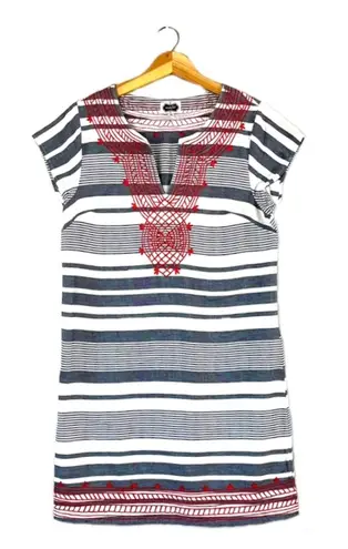 Mud Pie Gray Striped Smocked  Dress M