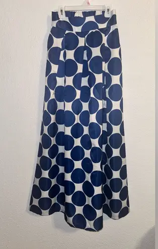 CHOiES White Contrast Polka Dot Print Maxi Skirt W Pockets Pleated Classic Retro