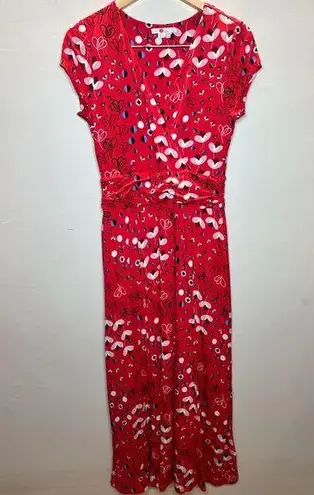 Boden Women's J0210 Size 6R Red Lily Jersey Maxi Dress Pop Peony Meadow EUC