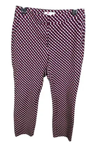 Boden Hampshire Red Geometricā Print Ponte Knit Ankle Crop Pants Teacher Spring Size 8