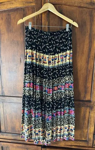 Vintage 90’s | Carole Little Paris Novelty Maxi Skirt 1990’s French Gauze | L Black Size M