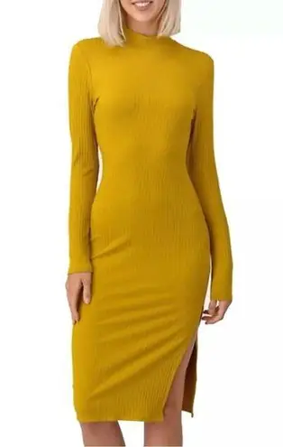 Heart & Hips Ribbed Bodycon Midi Golden Hour Goals - SZ L