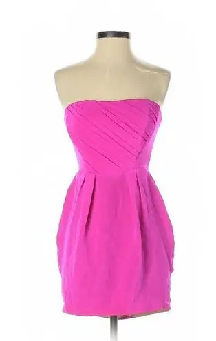 Naven NWoT Foxy in Neon Pop Pink Silk Strapless Pleated Bodice Mini Dress M $175