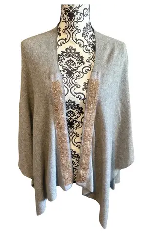 VELVET by GRAHAM SPENCER Gray Open Cardigan with Beaded Front Size M