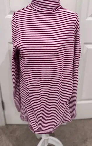 White Stag Pink Burgundy Stripe Turtleneck Top L | Cozy Sparkle Christmas Look