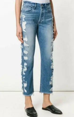 3 X 1 Denim Button Fly Higher Ground Boyfriend Slim Distressed Jeans Size 25