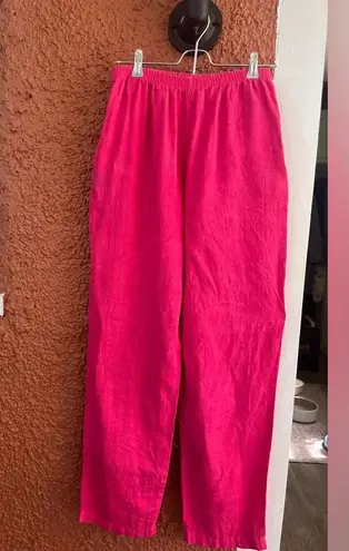Women’s 100% Linen Pants Hot Pink Size Small