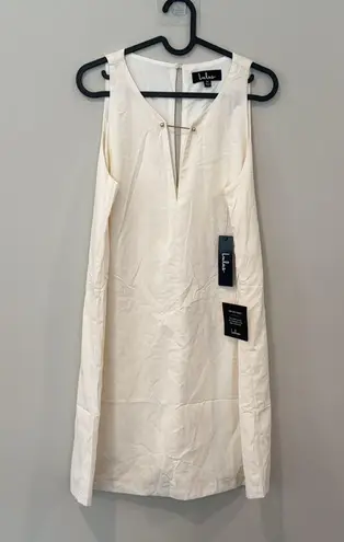 NWT Lulu's cream shift dress with brass details size medium