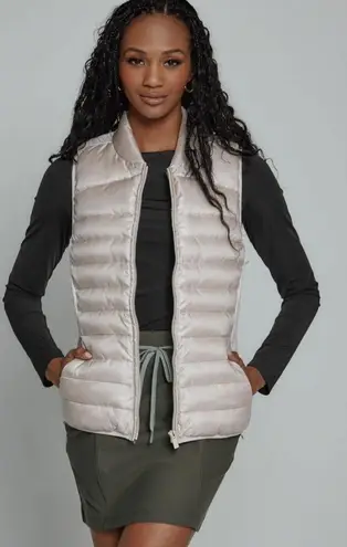 7 Diamonds Womens Andes Front Zipper Puffer Vest in Color Pearl Sz Small White
