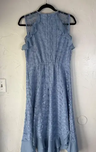 Sundance Light Blue Lace Floral Ruffle Trim Sleeveless Maxi Dress Small Party